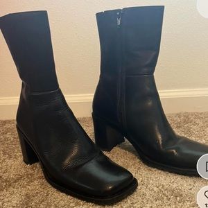 Vintage Black Square Toe Boots